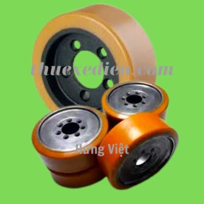 Bánh xe nâng điện Huyndai màu vào. Gồm bánh lái, bánh tải, bánh cân bằng