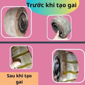 Trước và sau khi tạo rãnh bánh PU